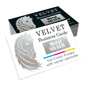 business card silver printed on velvet